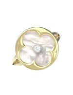 Кольцо из лимонного золота c бриллиантами и перламутром