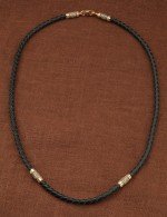 Гайтан из золота c кожаным шнурком