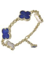 Браслет из лимонного золота c лазуритом и перламутром