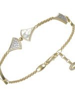 Браслет из лимонного золота c бриллиантами и перламутром