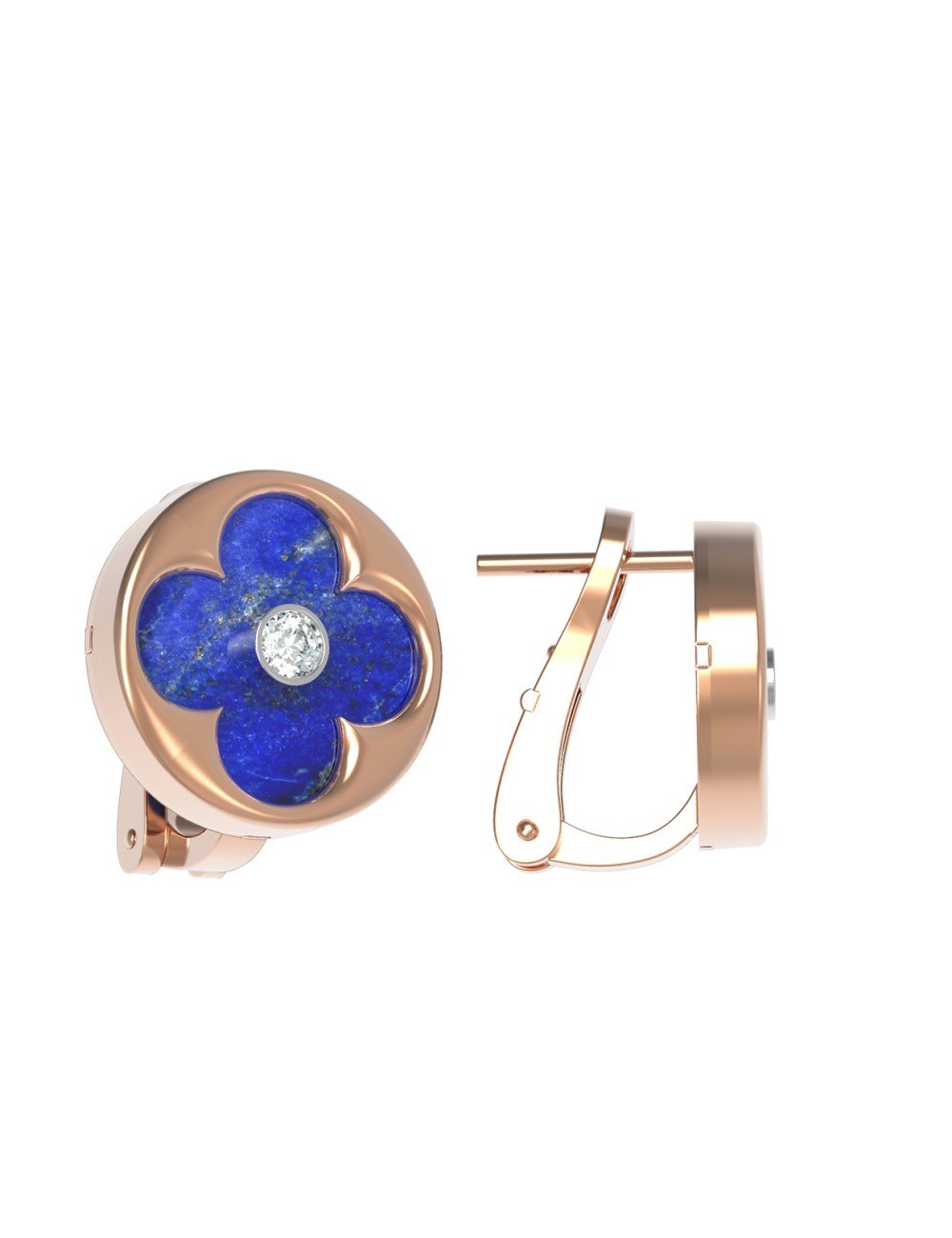 Серьги из золота c бриллиантами и лазуритом