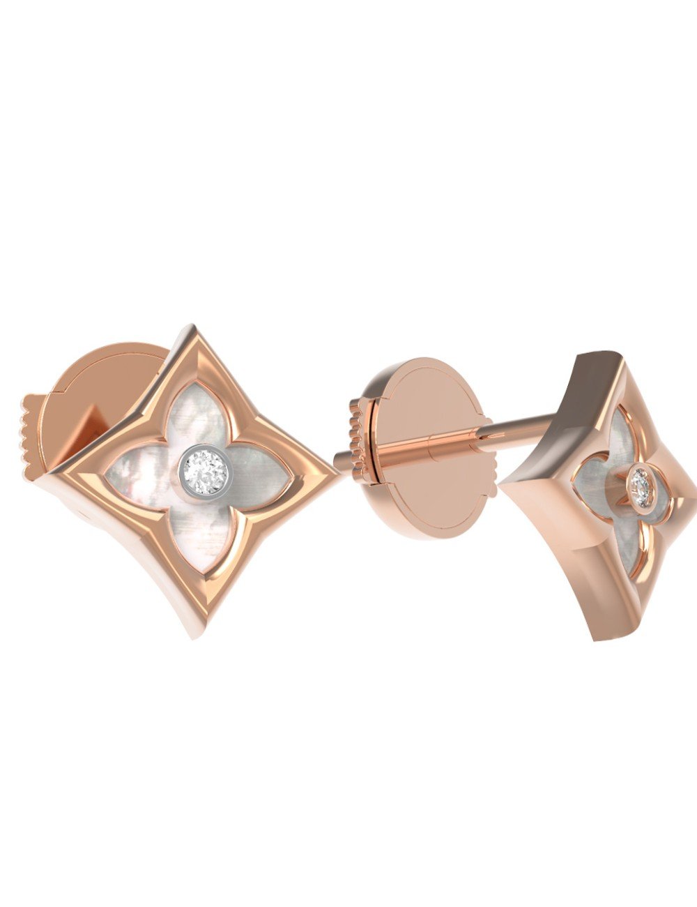 Серьги из золота c бриллиантами и перламутром