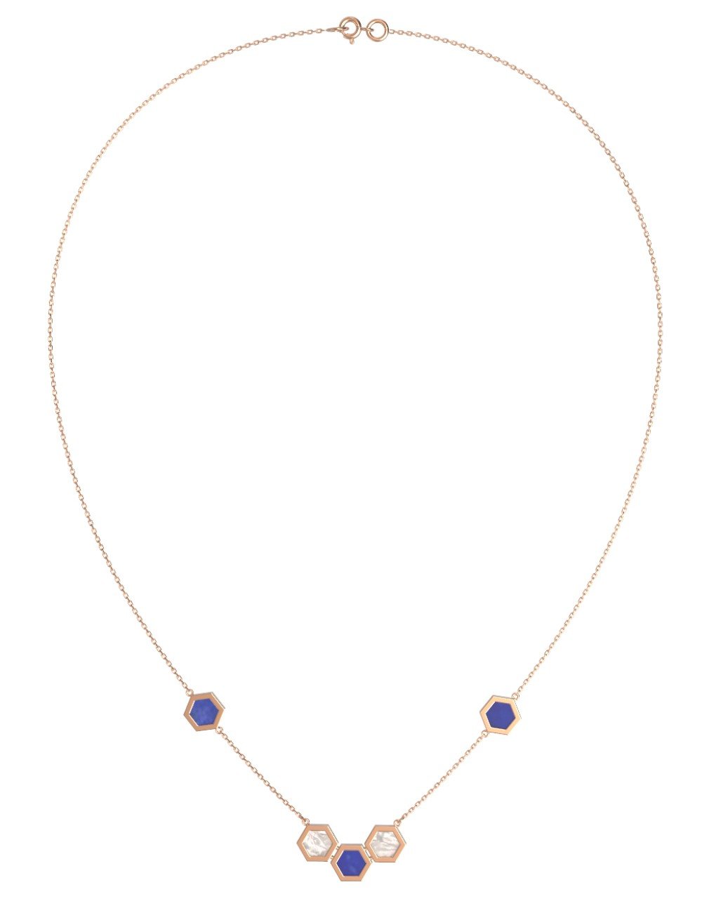 Колье из золота c лазуритом и перламутром