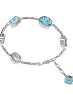 Браслет из белого золота c бриллиантами, бирюзой и перламутром