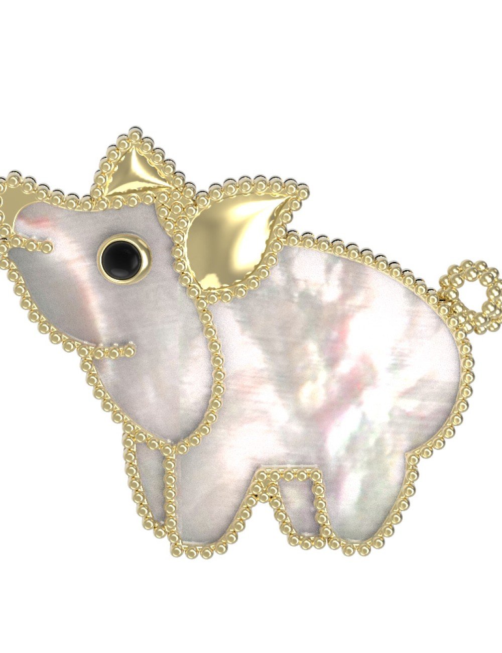 Брошь из лимонного золота c эмалью и перламутром