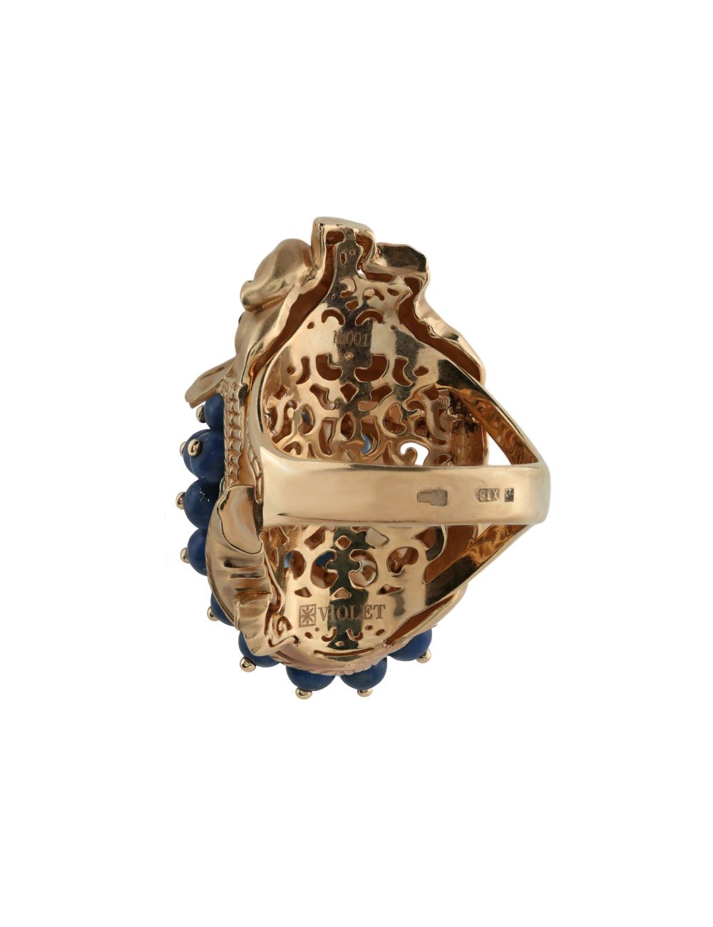 Кольцо из золота c эмалью и лазуритом