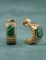 Серьги из золота c малахитом