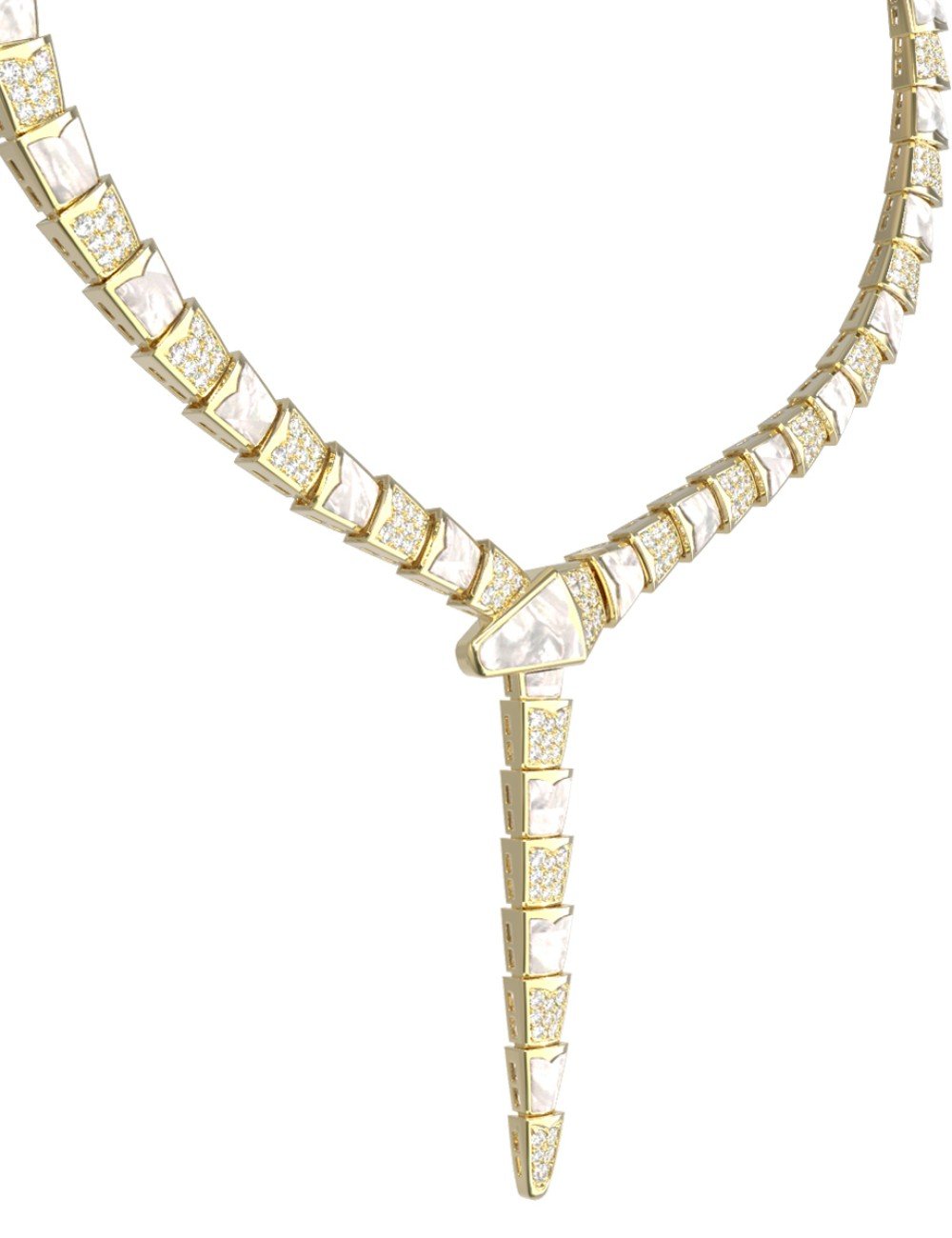 Колье из лимонного золота c бриллиантами и перламутром