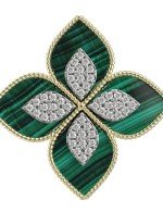 Кольцо из лимонного золота c бриллиантами и малахитом