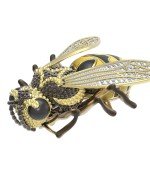 Брошь из лимонного золота c эмалью и фианитом