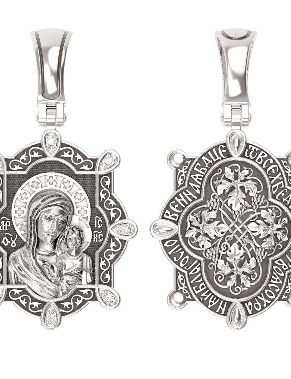 Образок из белого золота c бриллиантами