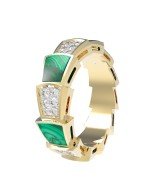 Кольцо из лимонного золота c бриллиантами и малахитом