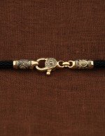 Шнурок шёлковый из лимонного золота 585 пробы c шёлковым шнурком