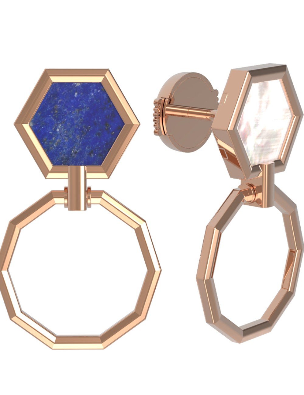 Серьги из золота c лазуритом и перламутром