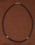 Гайтан из белого золота c кожаным шнурком