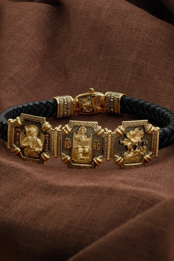 Браслет из лимонного золота c шнурком