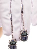 Серьги из белого золота c эмалью, фианитом и сапфиром