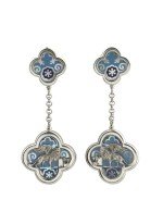 Серьги из белого золота c эмалью и перламутром