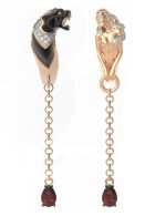 Серьги из золота c фианитом и гранатом