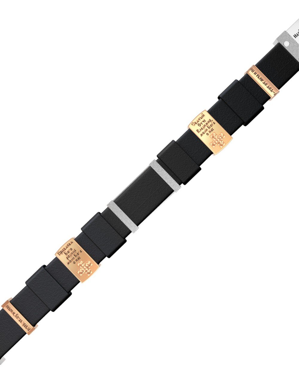 Браслет из белого золота c кожаным шнурком