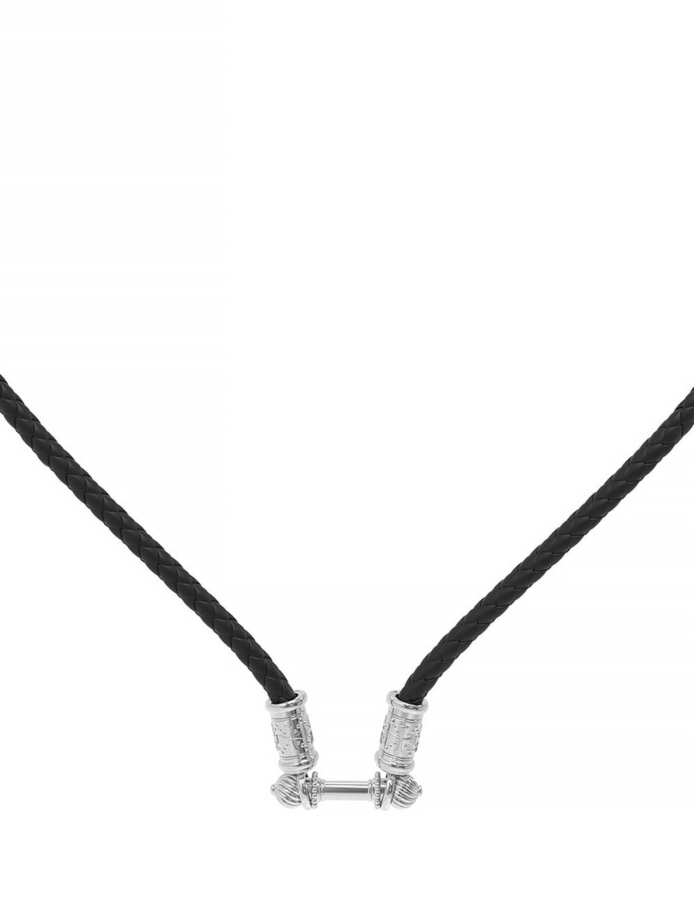 Гайтан из белого золота c кожаным шнурком