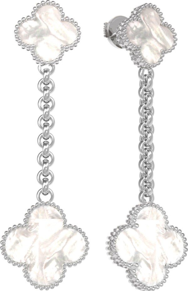 Серьги из белого золота c перламутром