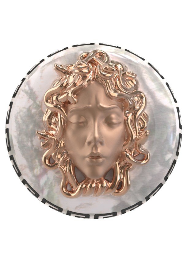 Кольцо из золота c эмалью и перламутром