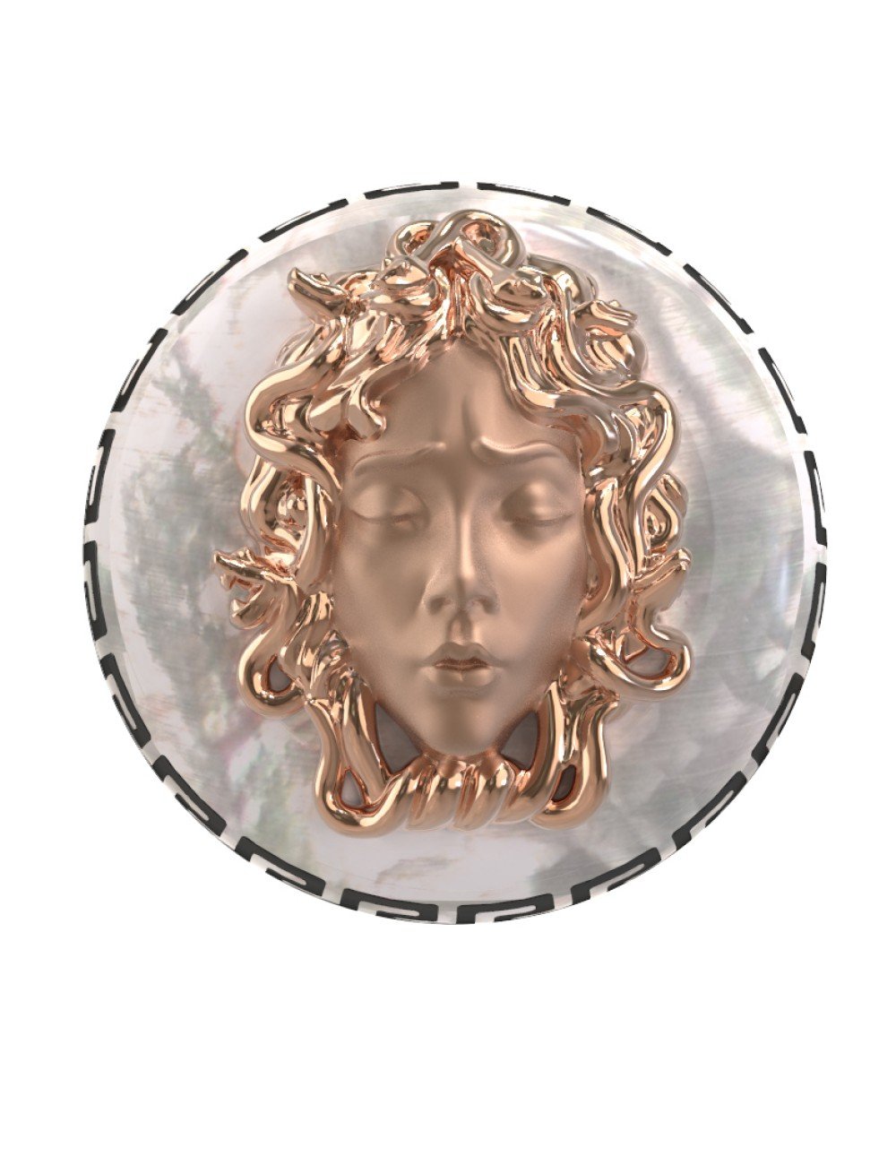 Кольцо из золота c эмалью и перламутром