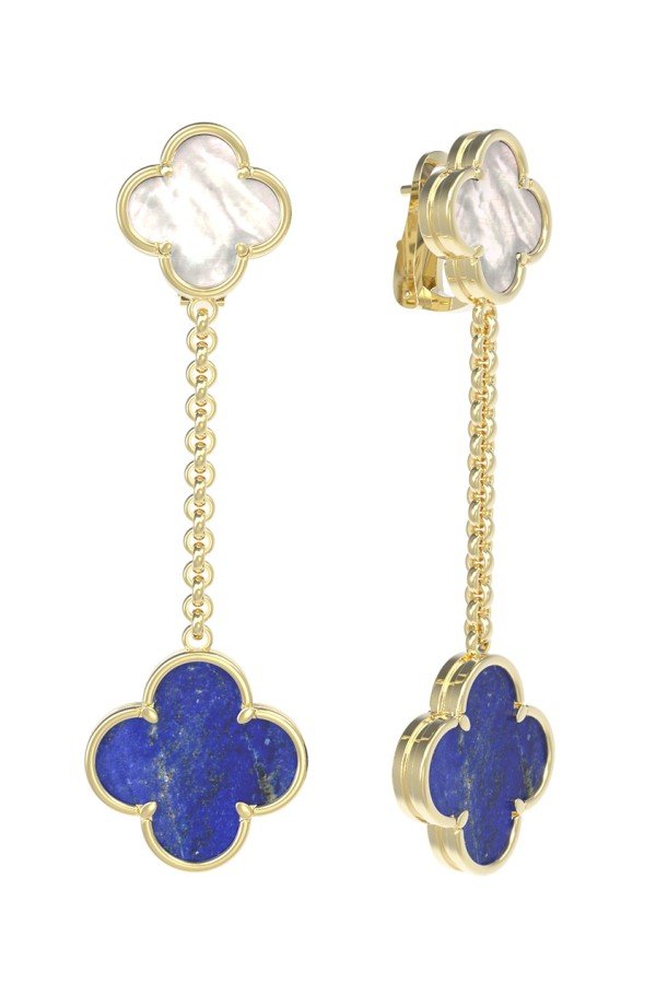 Серьги из лимонного золота c лазуритом и перламутром