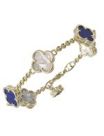 Браслет из лимонного золота c лазуритом и перламутром