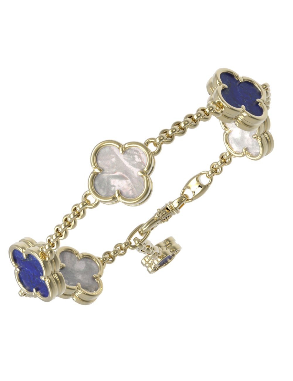 Браслет из лимонного золота c лазуритом и перламутром