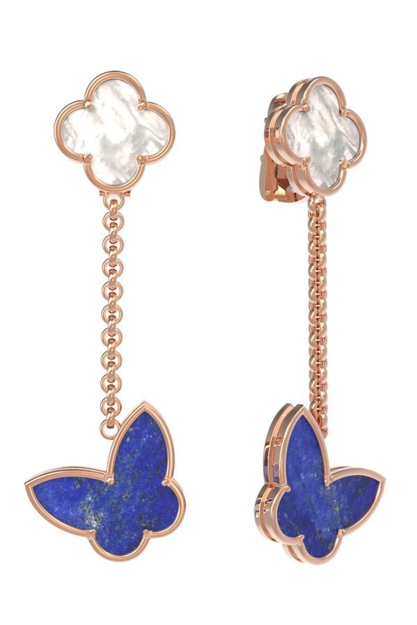 Серьги из золота c лазуритом и перламутром