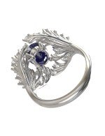 Кольцо из белого золота c бриллиантами и сапфиром