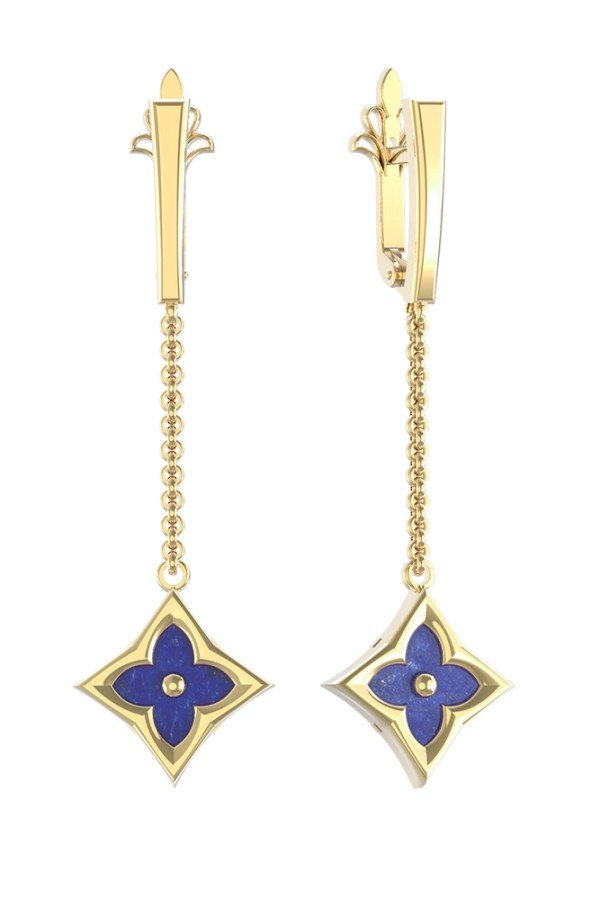 Серьги из лимонного золота c лазуритом