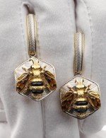 Серьги из лимонного золота c эмалью, ониксом и эмалью