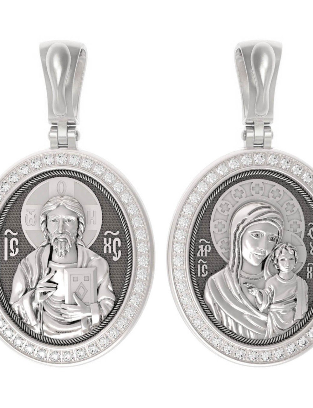 Образок из белого золота c бриллиантами