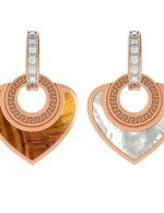 Подвеска из золота c фианитом, тигровым глазом и перламутром