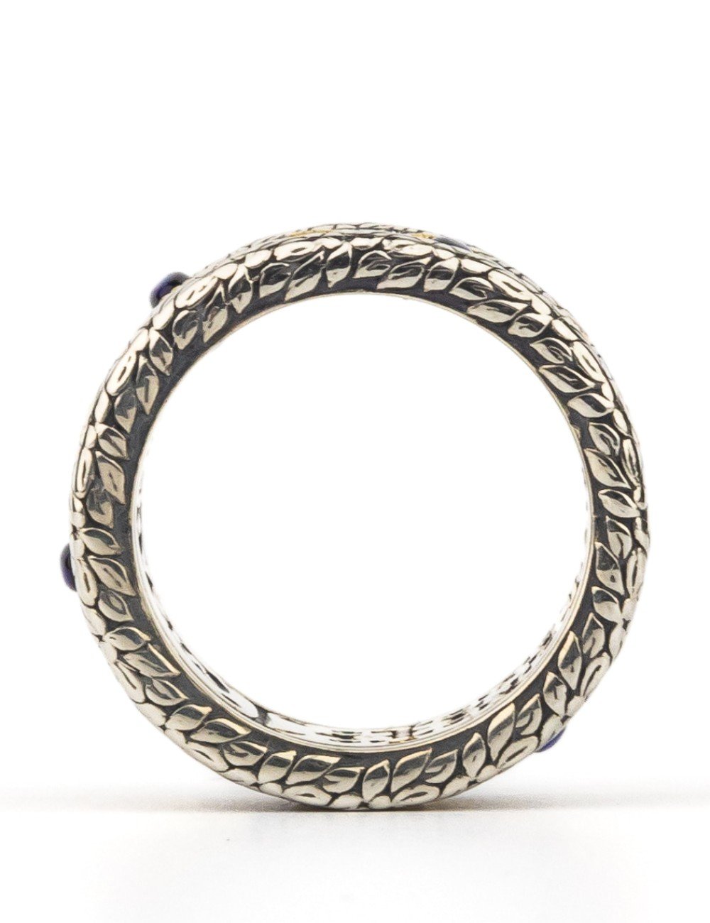 Кольцо из серебра и золота c бриллиантами, сапфиром и рубином