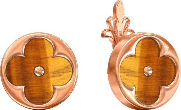 Серьги из золота c тигровым глазом