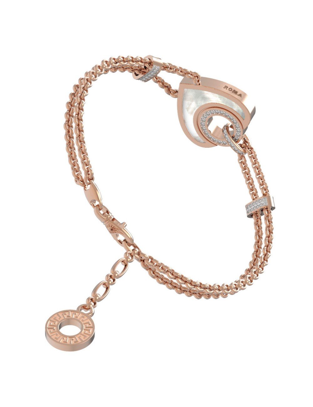 Браслет из золота c бриллиантами, ониксом и перламутром