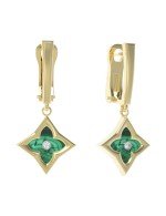 Серьги из лимонного золота c бриллиантами и малахитом