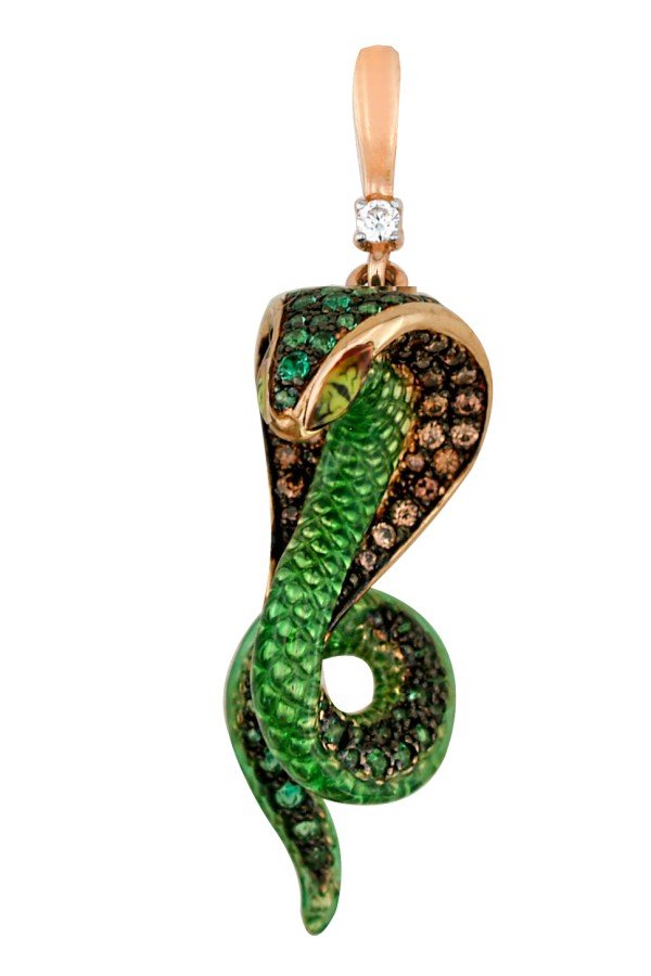 Подвеска из золота c эмалью и фианитом