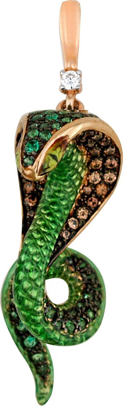 Подвеска из золота c эмалью и фианитом