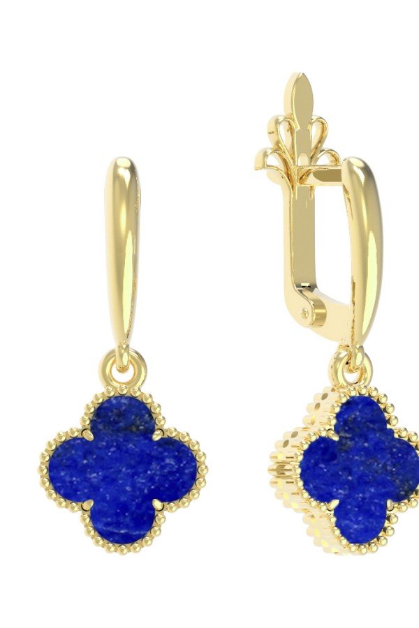 Серьги из лимонного золота c лазуритом