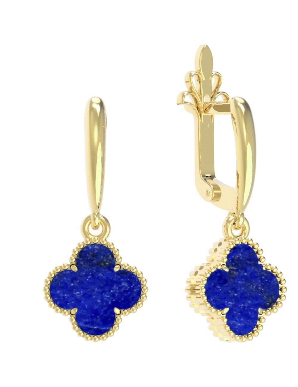 Серьги из лимонного золота c лазуритом