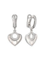 Серьги из белого золота c бриллиантами и перламутром