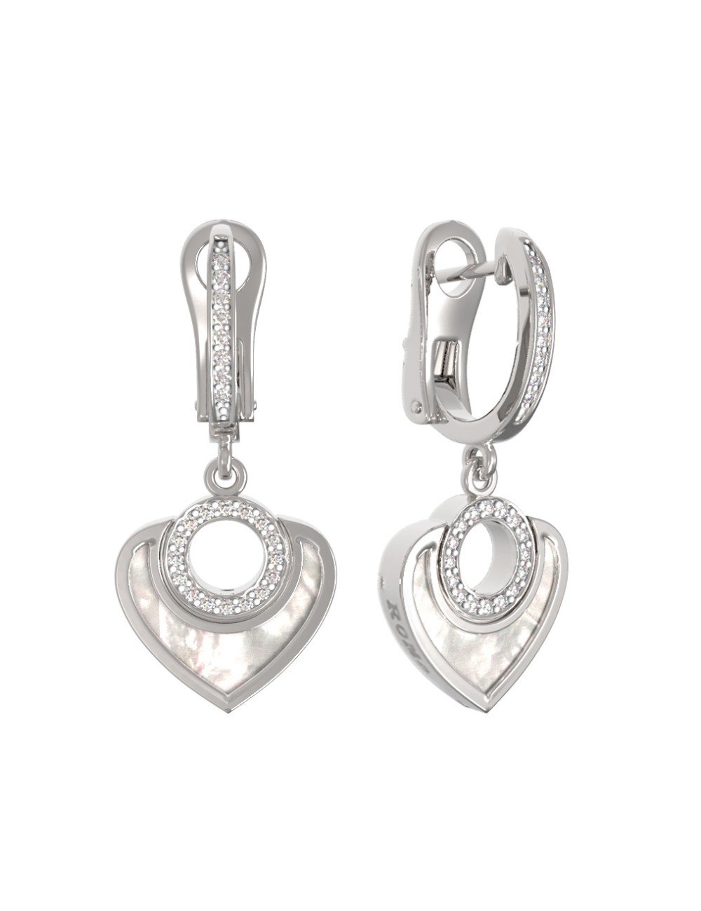 Серьги из белого золота c бриллиантами и перламутром