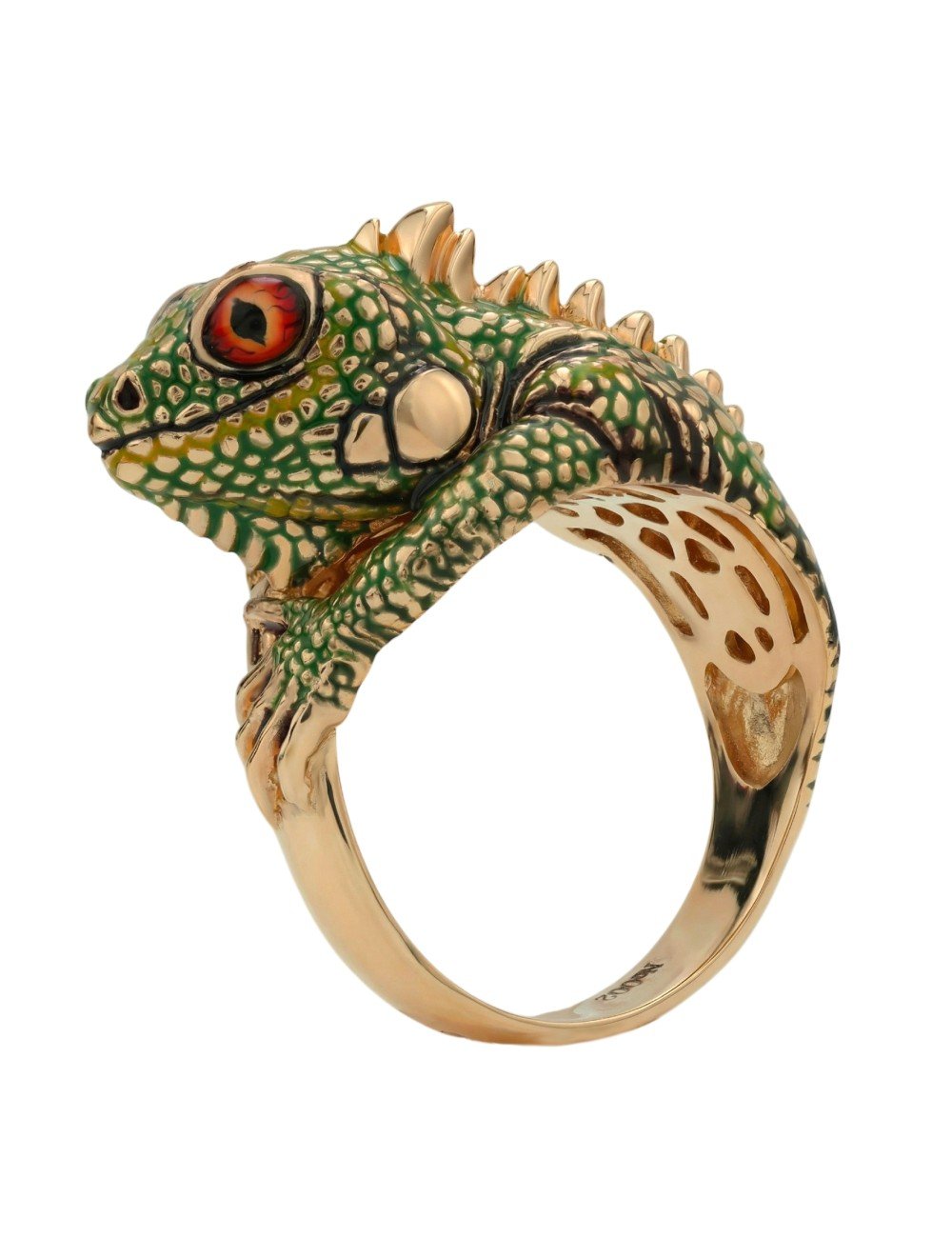 Кольцо из золота c эмалью и рубином