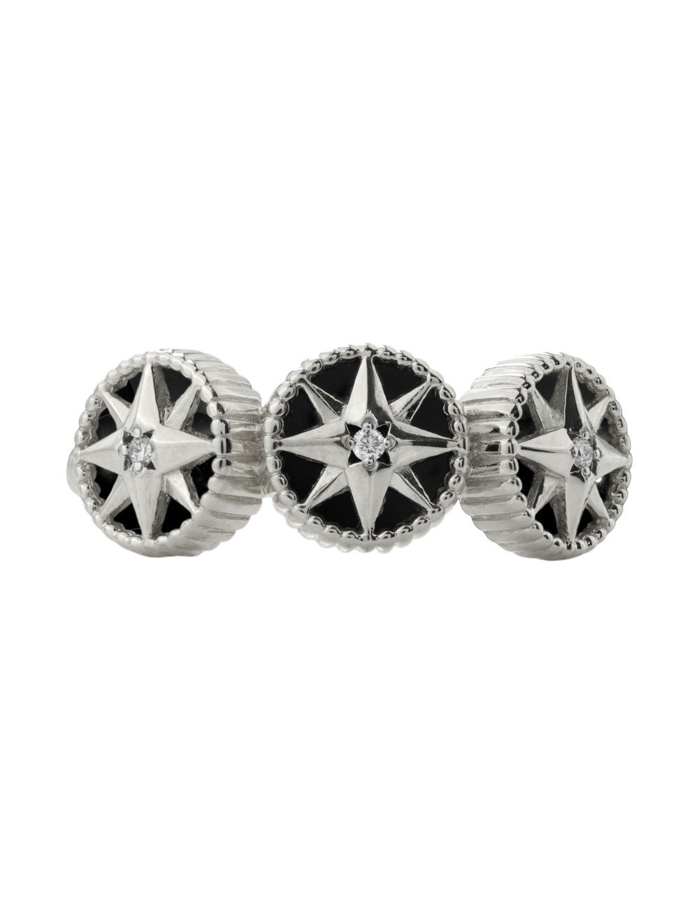 Кольцо из белого золота c бриллиантами и ониксом