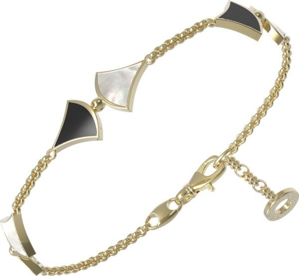 Браслет из лимонного золота c ониксом и перламутром